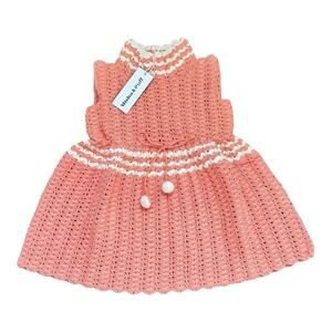 Misha & Puff NWT 7/8 Yrs Crochet Ever Dress In Coral